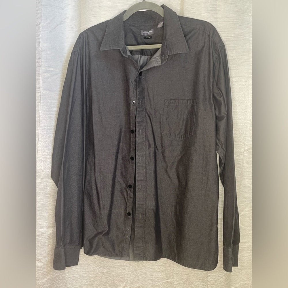 Van Heusen Never Tuck Slim Fit Gray Dress Shirt Size 2X